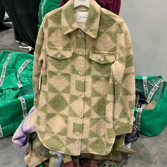 Aritzia Wilfred Ganna Earth Geo Birch Sage Shirt Jacket - Picture 6 of 8